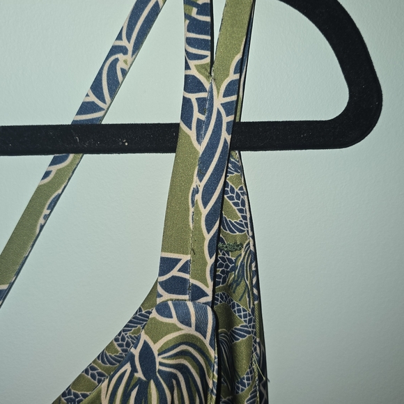 Gretchen Scott Dress Green Ruffle Sleeveless Tassel Time Slip Stretch Wrap - Picture 6 of 6